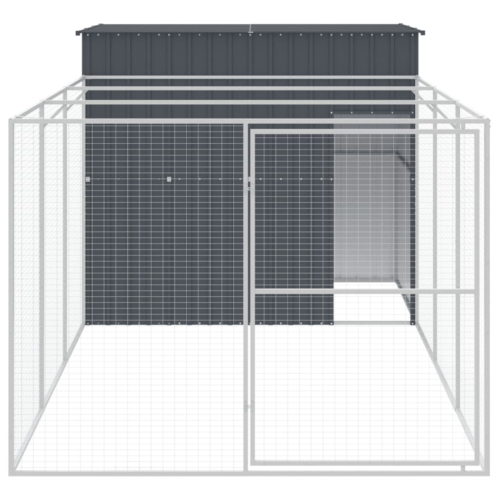 Caseta Perros Con Corral Acero Galvanizado Gris 214x457x181 Cm_2