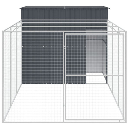 Caseta Perros Con Corral Acero Galvanizado Gris 214x457x181 Cm_2
