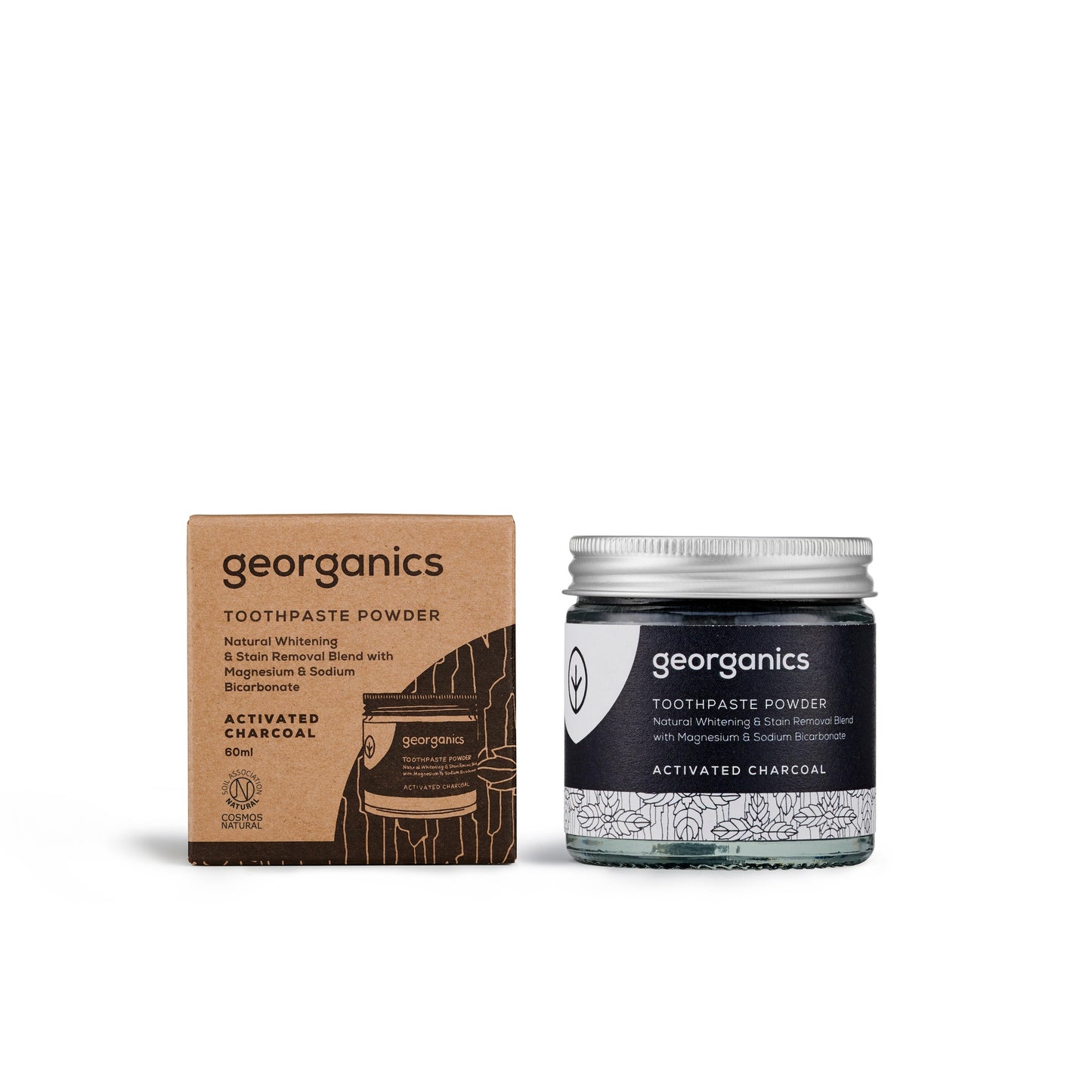 Pó de carvão ativado para branqueamento dentário Georganics 60ml
