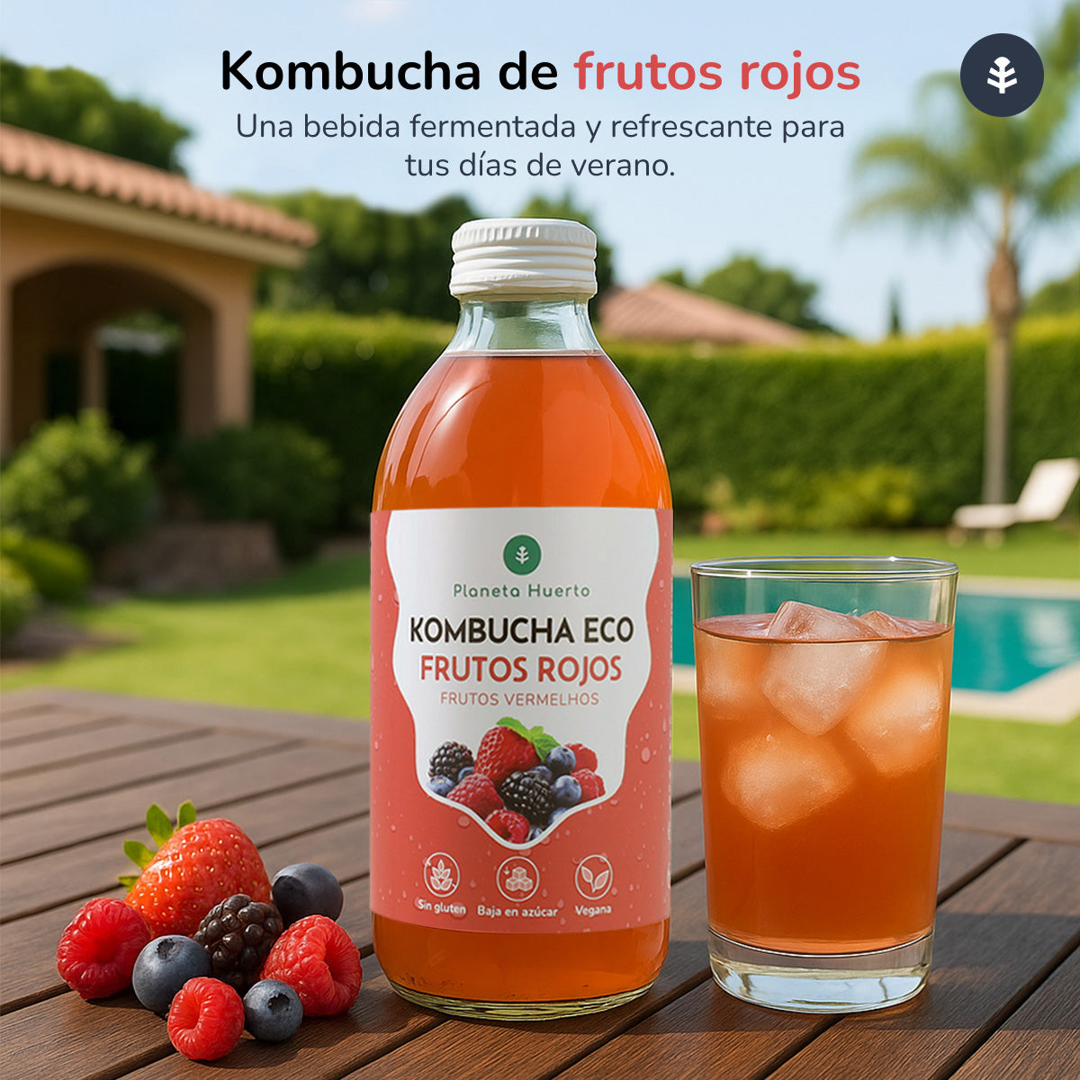 Embalagem de 6 Kombucha ECO Frutos Vermelhos Planeta Huerto 330 ml