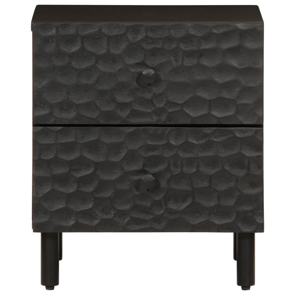 Mesita De Noche De Madera Maciza De Mango Negra 40x33x46 Cm_1