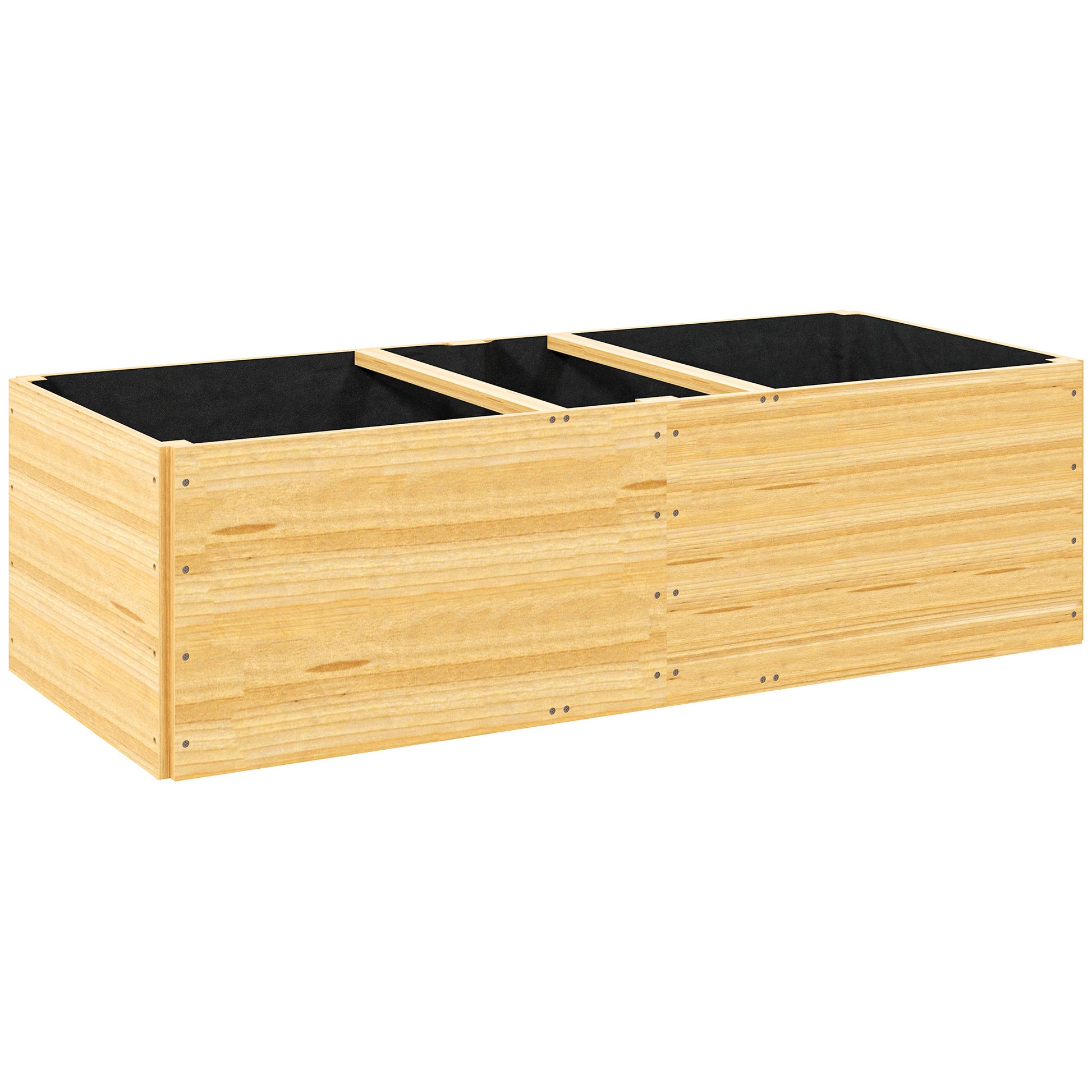 Outsunny Jardinera De Madera Con 3 Zonas De Cultivo 140x60x40 Cm Natural_0