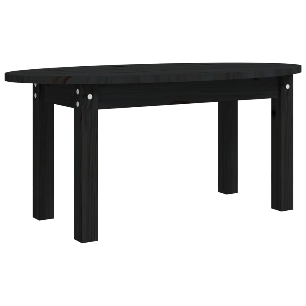 Mesa De Centro De Madera Maciza De Pino Negro 80x40x35 Cm_0