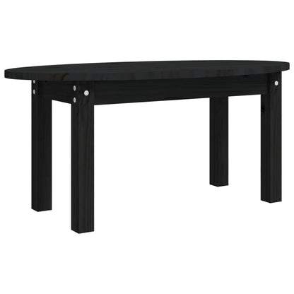 Mesa De Centro De Madera Maciza De Pino Negro 80x40x35 Cm_0