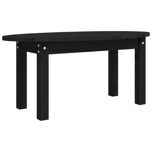 Mesa De Centro De Madera Maciza De Pino Negro 80x40x35 Cm_0