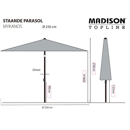 Madison Sombrilla De Jardín Mykanos Taupe 250 Cm_2