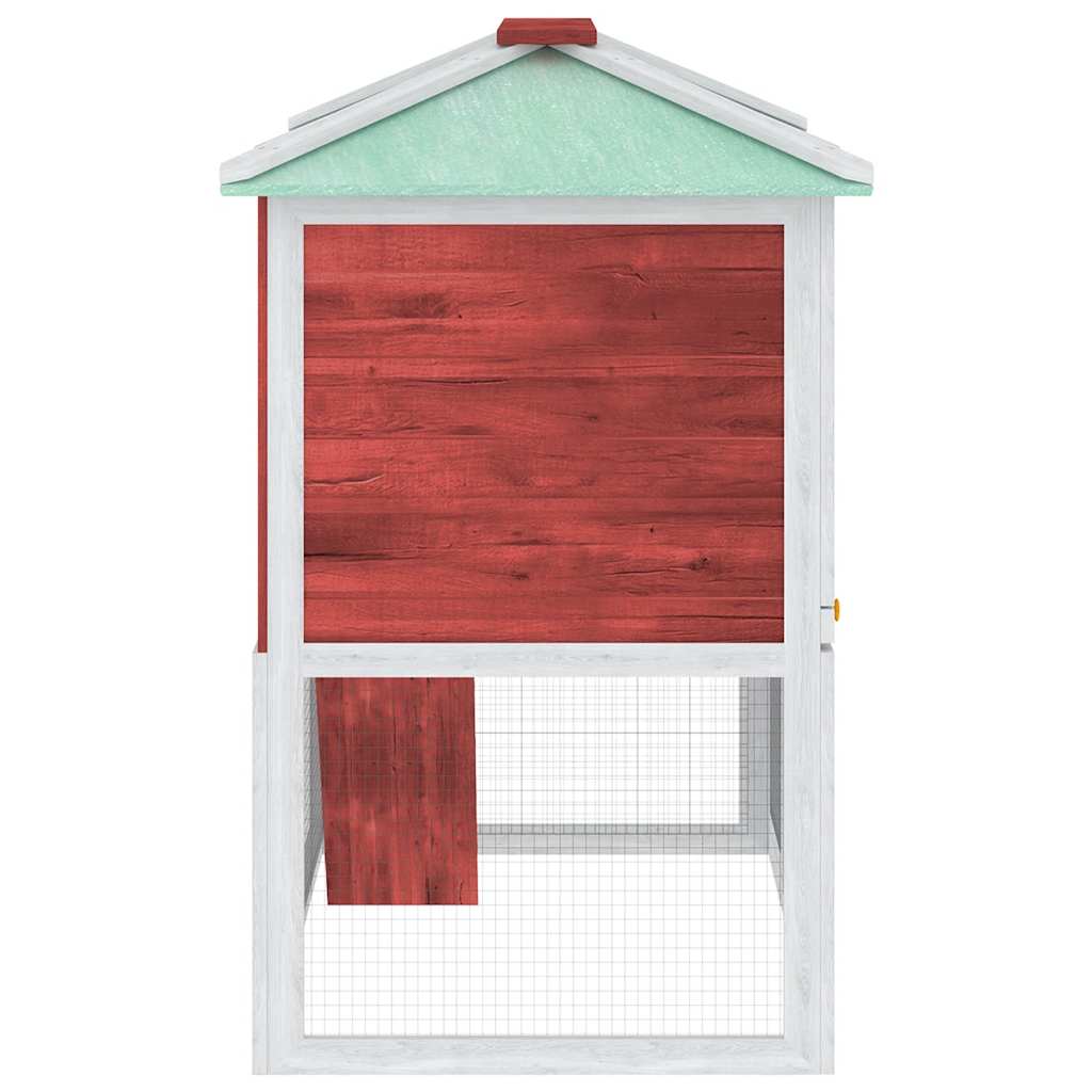 Conejera Jaula De Animales Con Doble Piso De Madera Rojo_4