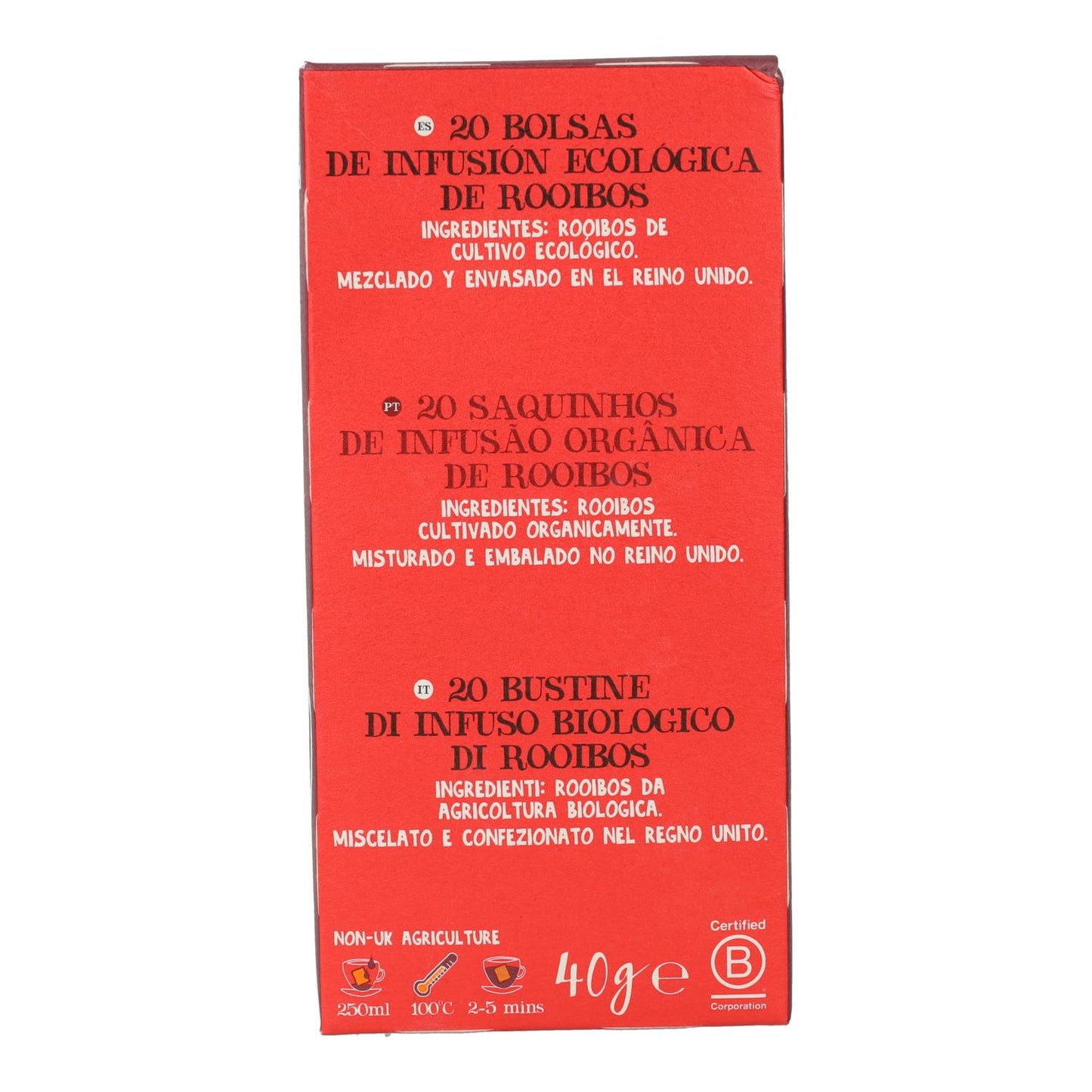 Infusão Rooibos Bio Cupper 20 saquetas 