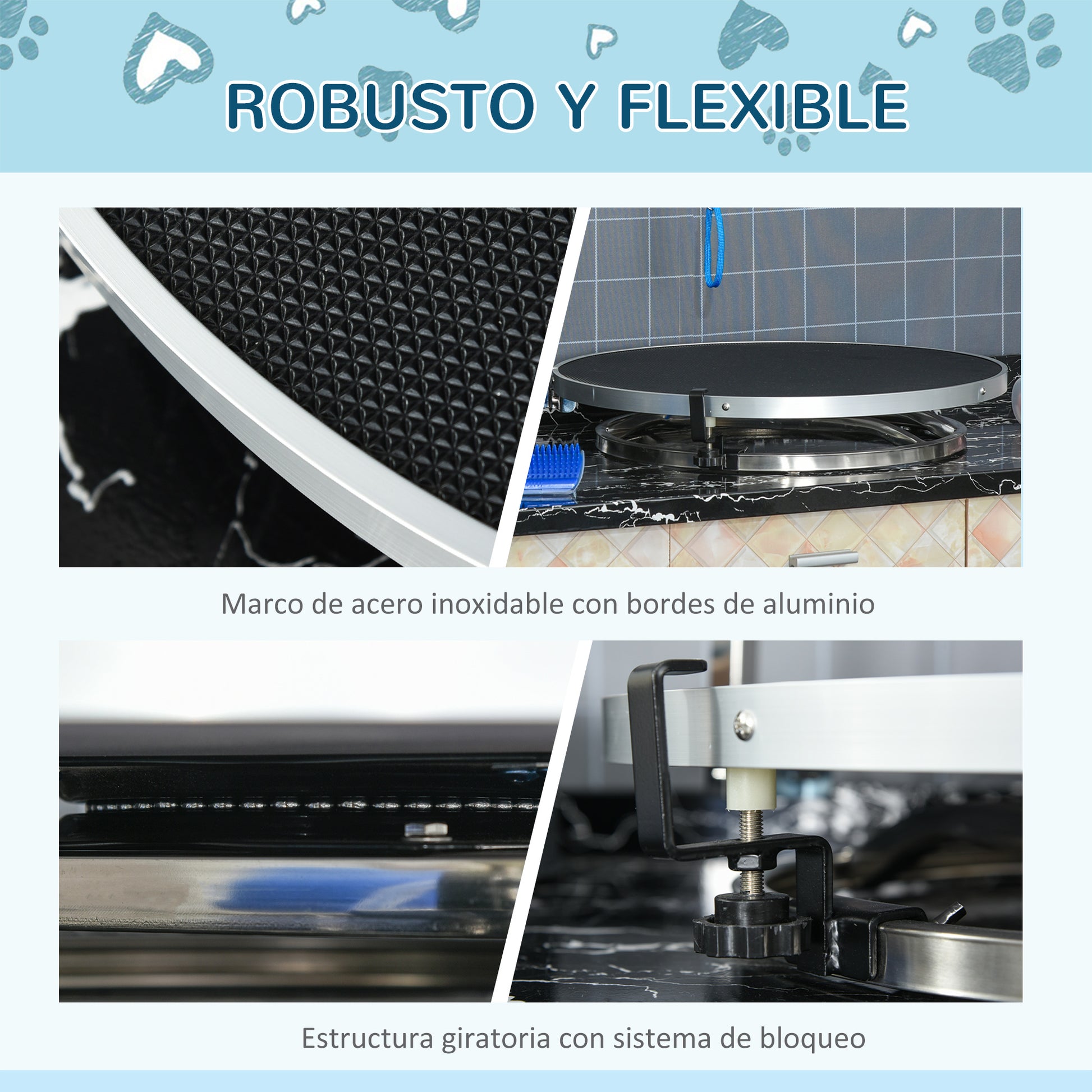 Pawhut Mesa De Aseo Peluquería Para Mascotas Base Giratoria Y Brazo Ajustable_5