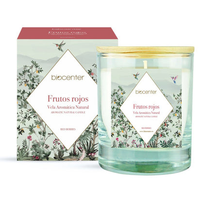 Vela natural com frutos vermelhos - cera vegetal e óleos essenciais, Biocenter, 200 g
