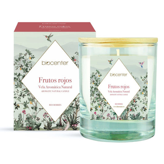 Vela natural com frutos vermelhos - cera vegetal e óleos essenciais, Biocenter, 200 g