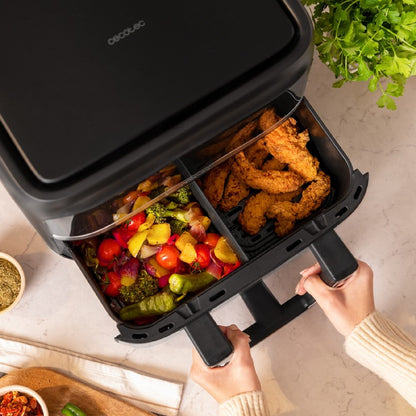 Freidora De Aire Sin Aceite De 9 L Cecofry Dual 9000 Air Fryer. 2850 W, Digital Y Compacta, Temperatura Dual, Tecnología Perfectcook, Opción De Divi_4