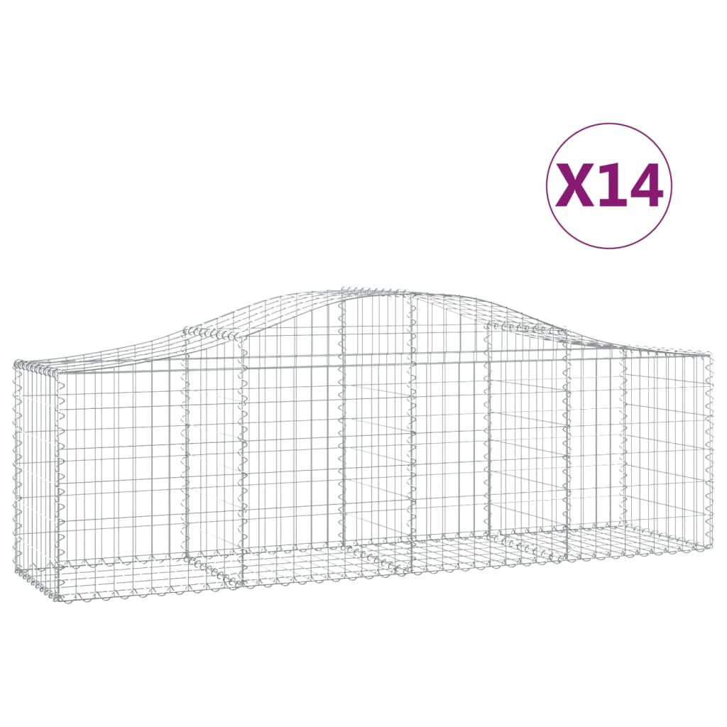 Cestas De Gaviones 14 Uds Forma De Arco Hierro 200x50x60/80 Cm_0