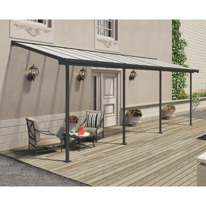 Pérgola anexa Sierra 224x670 cm cinzento 