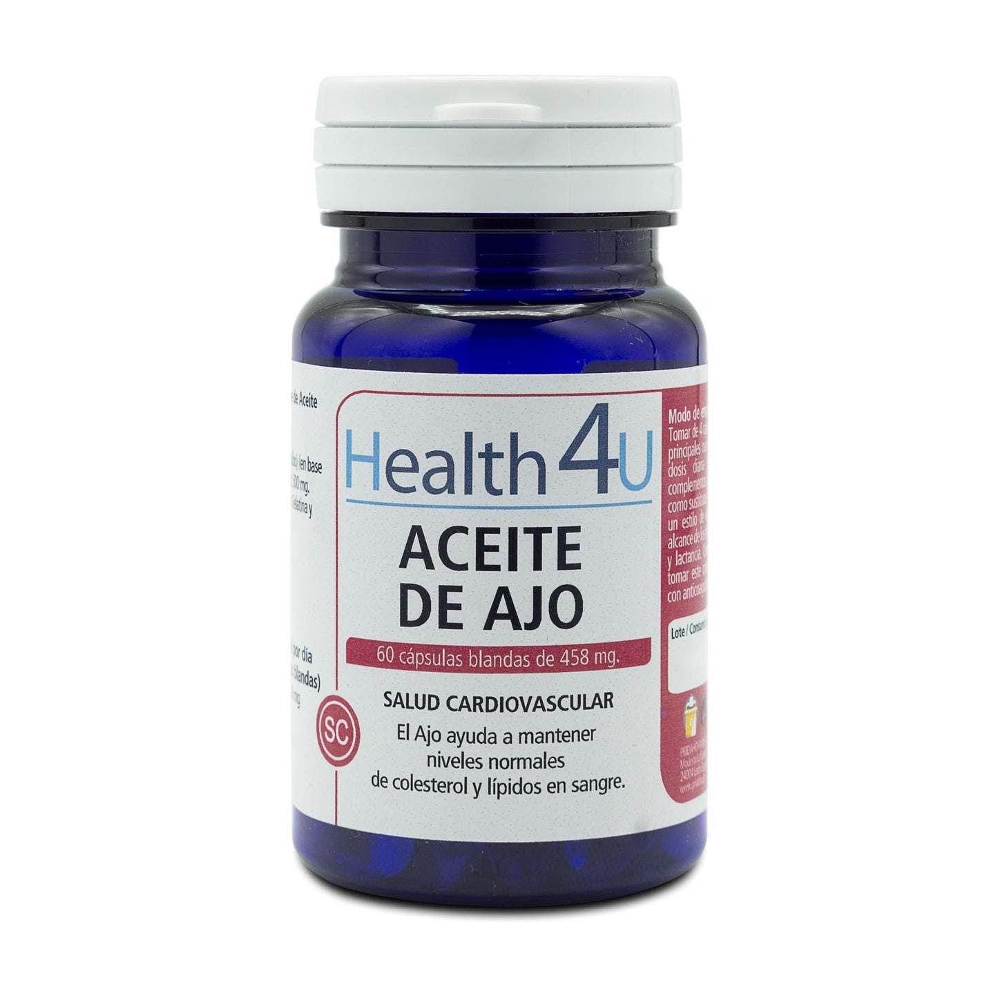 Óleo de alho 458 mg 60 cápsulas gelatinosas H4U