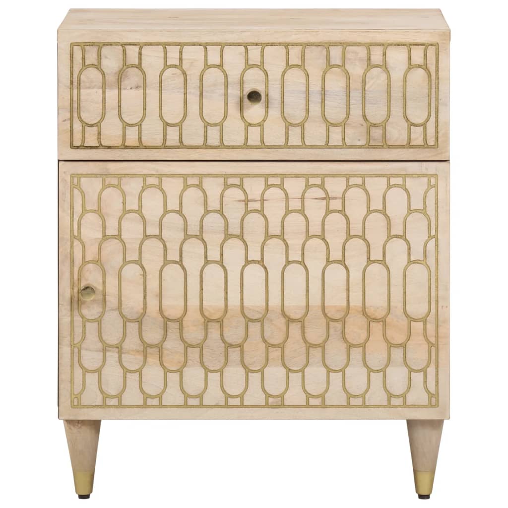 Mesita De Noche Madera Maciza De Mango 50x33x60 Cm_1