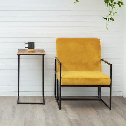 Wellhome Mesa Extremo Sofá Metal Negro Y Madera_3