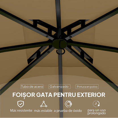 Outsunny Cenador Para Jardín 3,4x3,4 M Con Paredes Laterales Anti-uv Beige_5