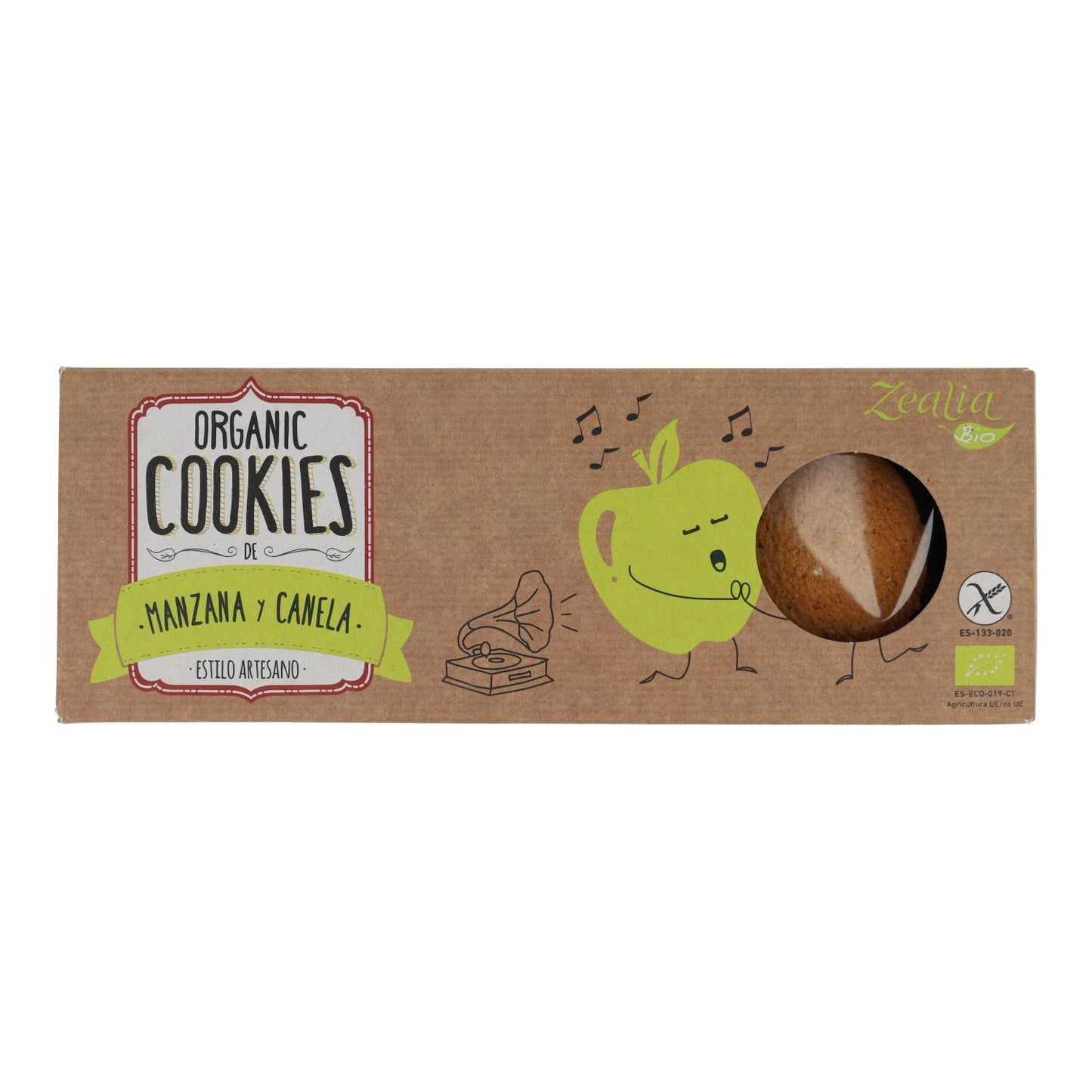 Bolachas de maçã e canela sem glúten biológicas Zealia, 135 g