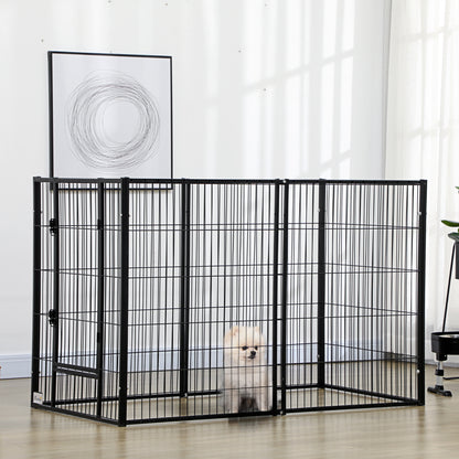 Pawhut Parque Para Perros De 6 Paneles Ancho Ajustable 82,5-150x79x101 Cm Negro_1