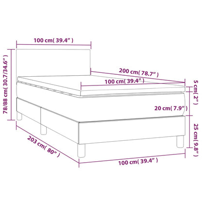 Cama Box Spring Colchón Y Luces Led Tela Azul 100x200 Cm / Vetonek_5