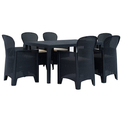 Vidaxl Comedor De Jardín 7 Piezas Plástico Aspecto De Ratán Antracita_0