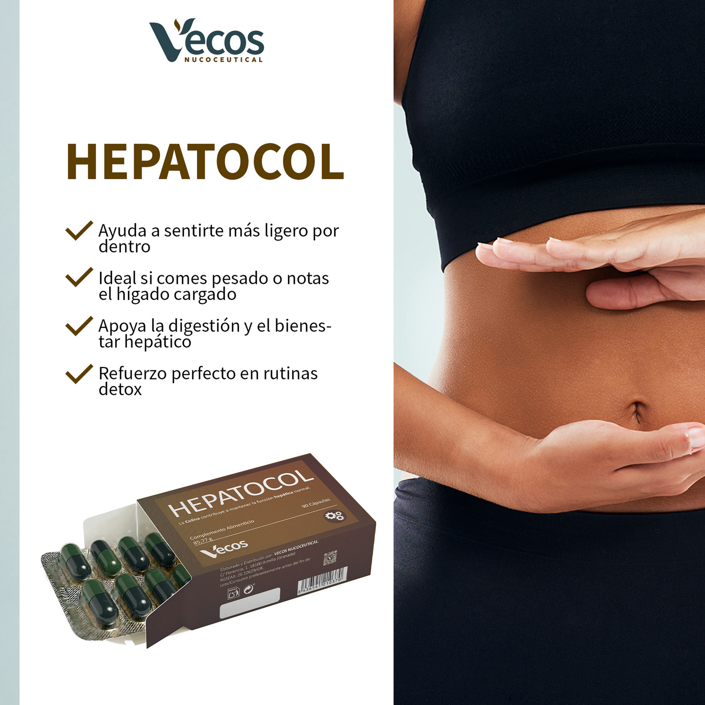 Hepatocol VECOS (90 Cápsulas) | Control de hígado graso | Metabolismo de las grasas | Colina + Betaína_3