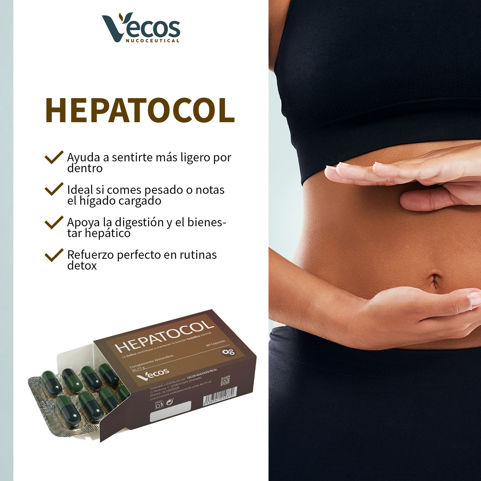 Hepatocol VECOS (90 Cápsulas) | Control de hígado graso | Metabolismo de las grasas | Colina + Betaína_3