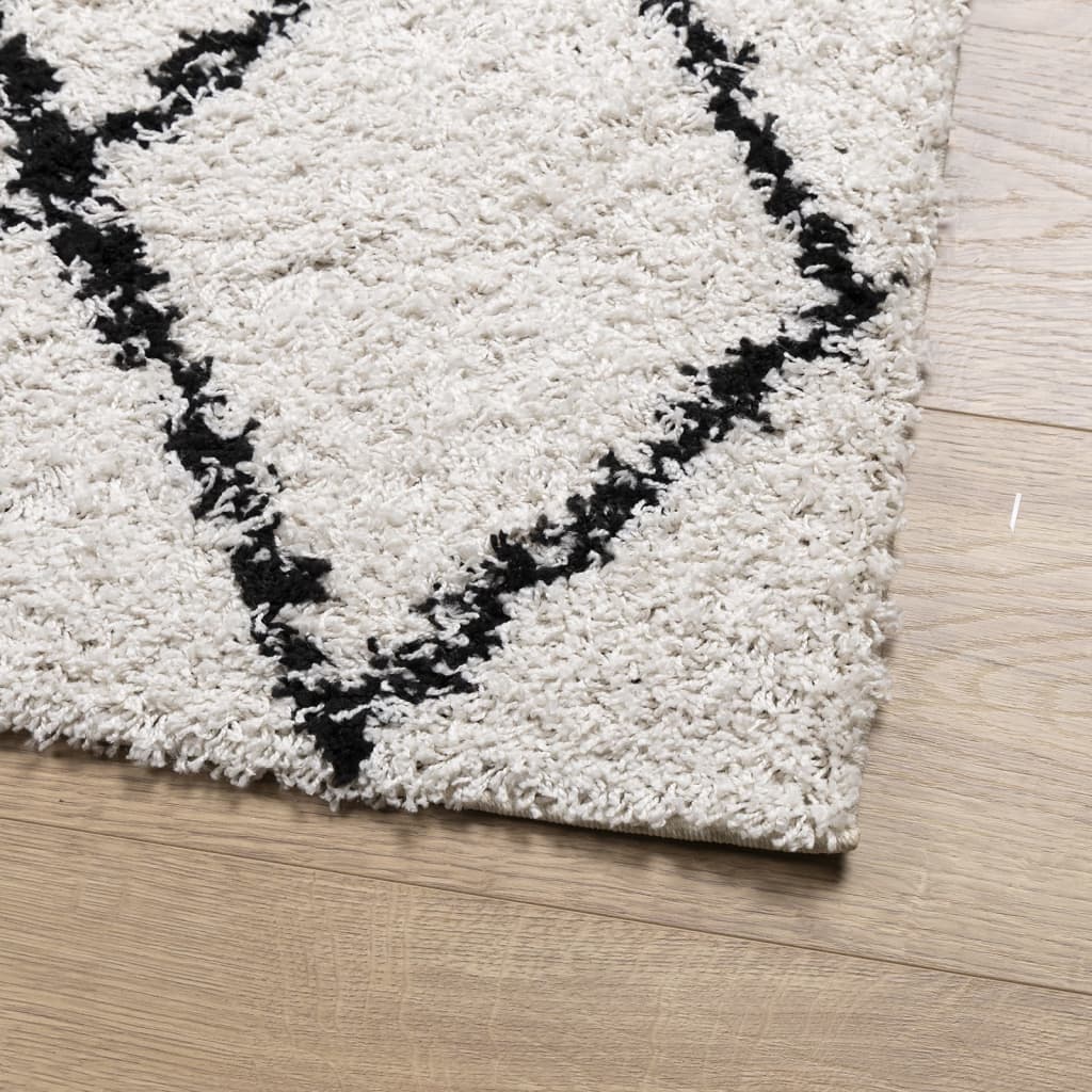 Alfombra De Pelo Largo Moderna Pamplona Crema Y Negro 80x250 Cm / Vetonek_4