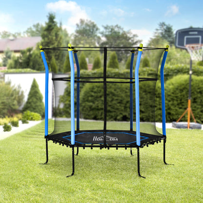 Homcom Trampolín Infantil Con Red De Seguridad Ø163,5x163,5 Cm Azul_1