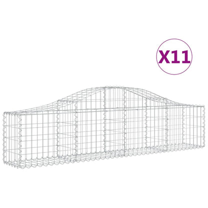 Cestas De Gaviones 11 Uds Forma De Arco Hierro 200x30x40/60 Cm_0