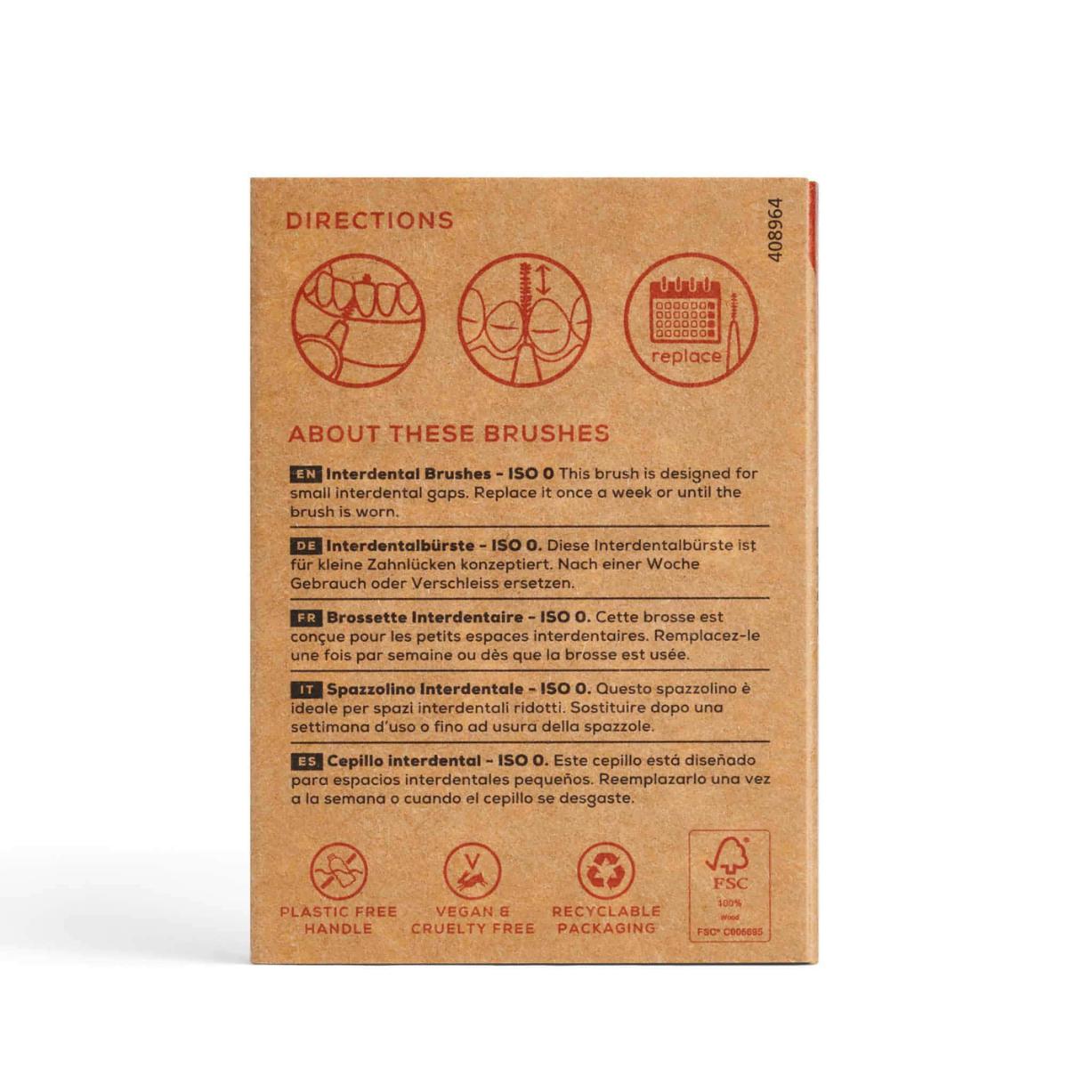 Escova interdental Georganics ISO 0 Beechwood, 6 unid.