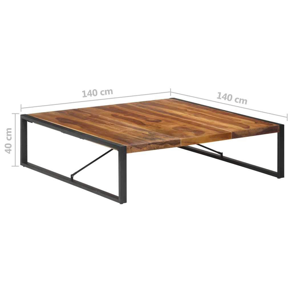 Mesa De Centro De Madera Maciza 140x140x40 Cm_4