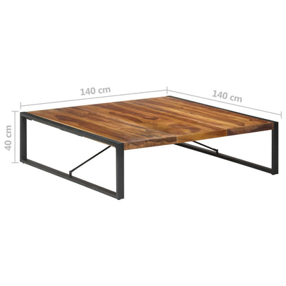 Mesa De Centro De Madera Maciza 140x140x40 Cm_4