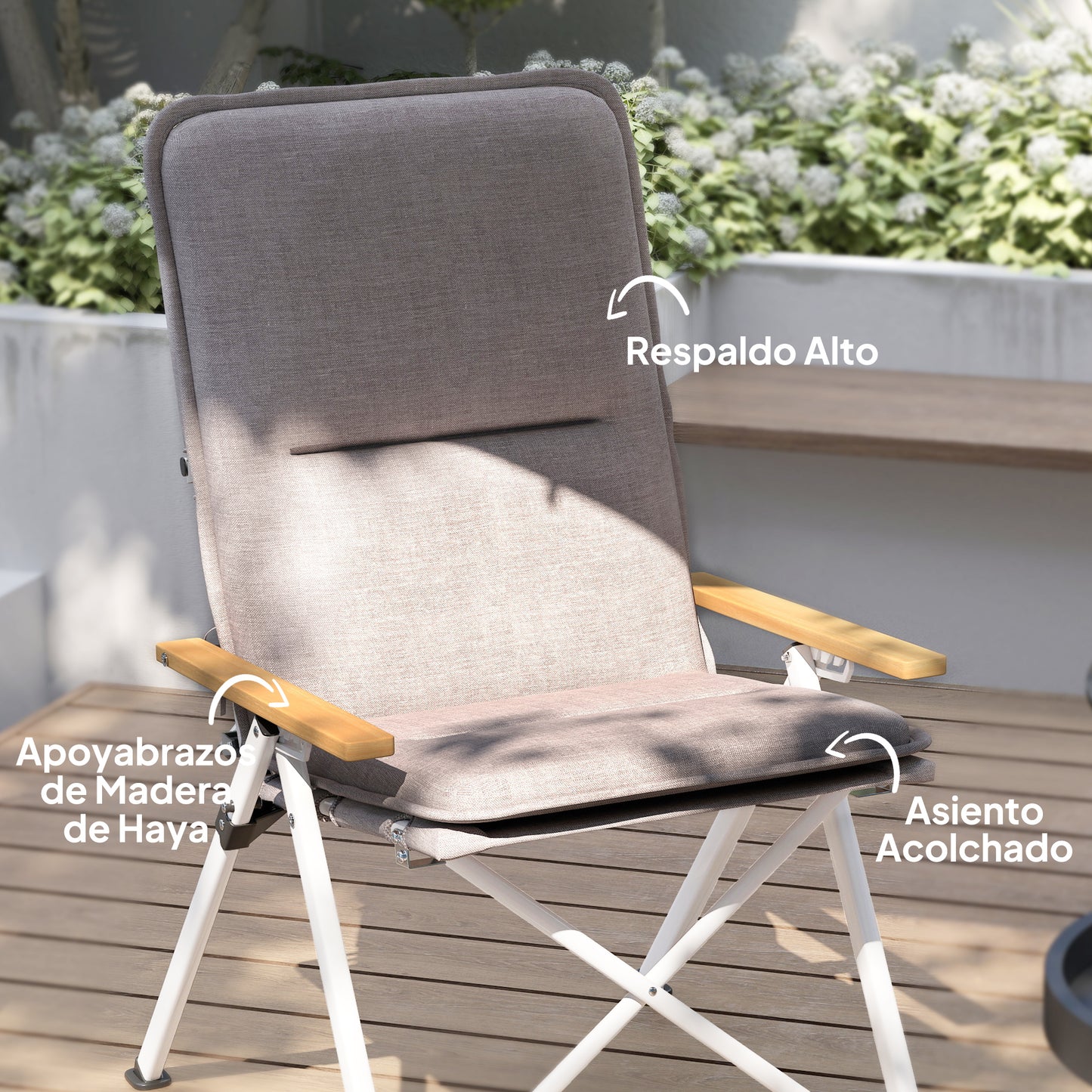 Outsunny 2 Sillas De Camping Plegables De Aluminio Con Respaldo Ajustable Gris_5