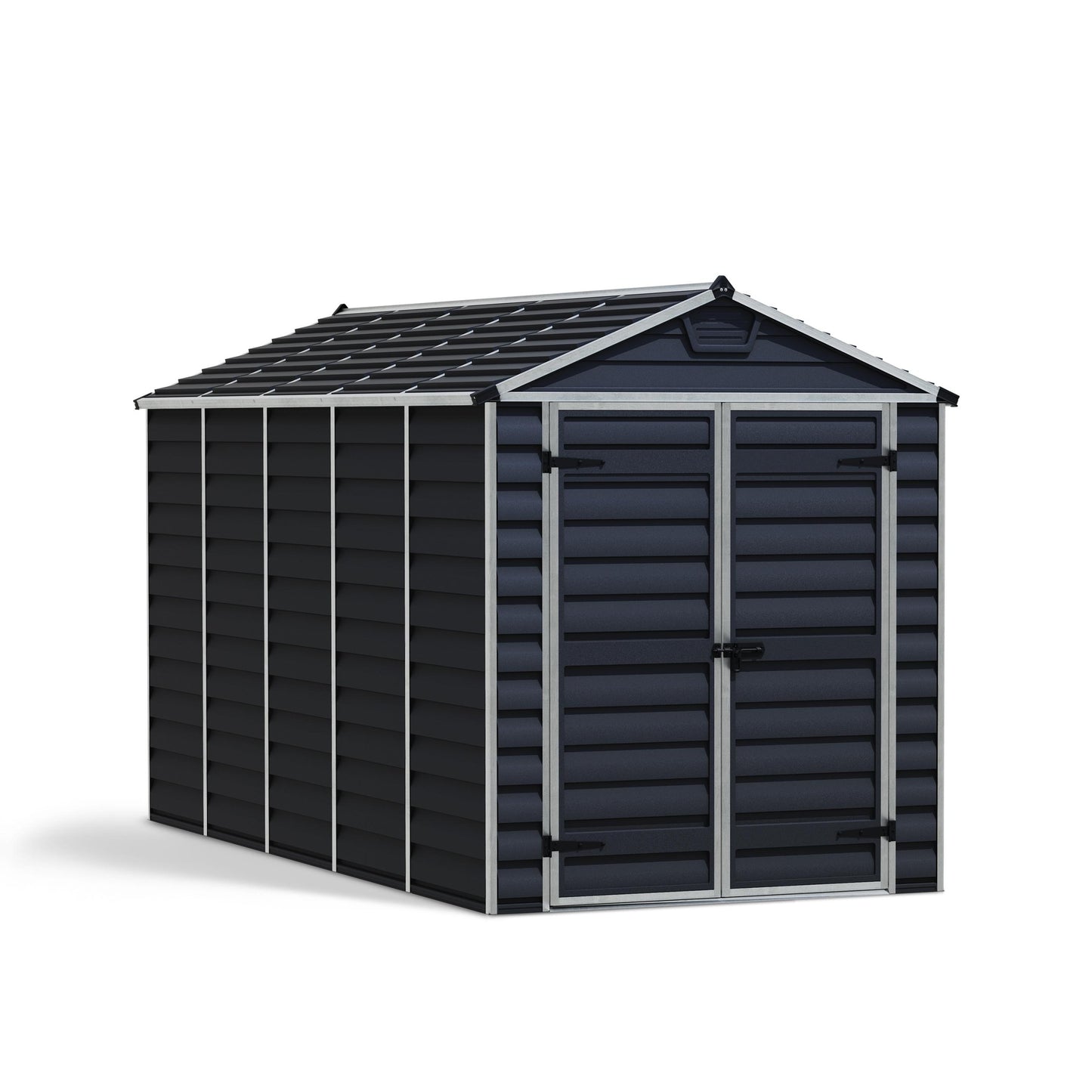 Telheiro de jardim com claraboia 378x185x217 cm cinzento escuro 