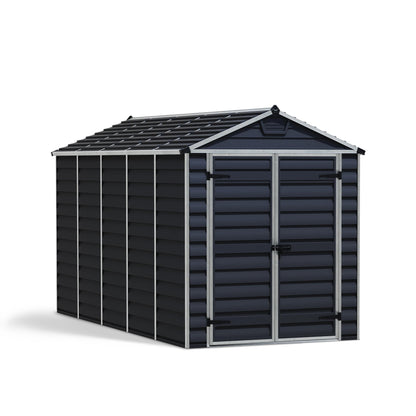 Telheiro de jardim com claraboia 378x185x217 cm cinzento escuro 