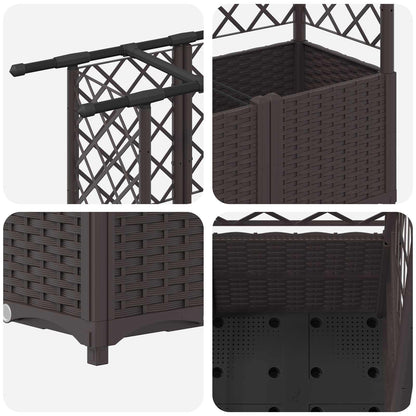 Cama Elevada Con Trellis Y Techo Marrón 124 X 40 X 136 Cm Pp_5