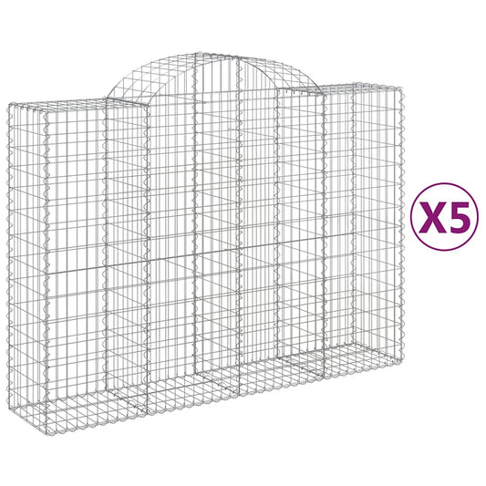 Cestas Gaviones 5 Uds Forma De Arco Hierro 200x50x140/160 Cm_0