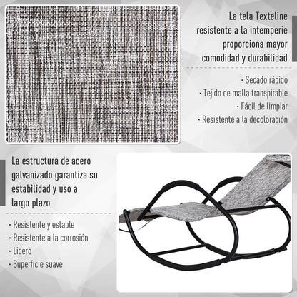 Outsunny Tumbona Para Jardín Mecedora Con Reposabrazos Para Exterior Gris_5