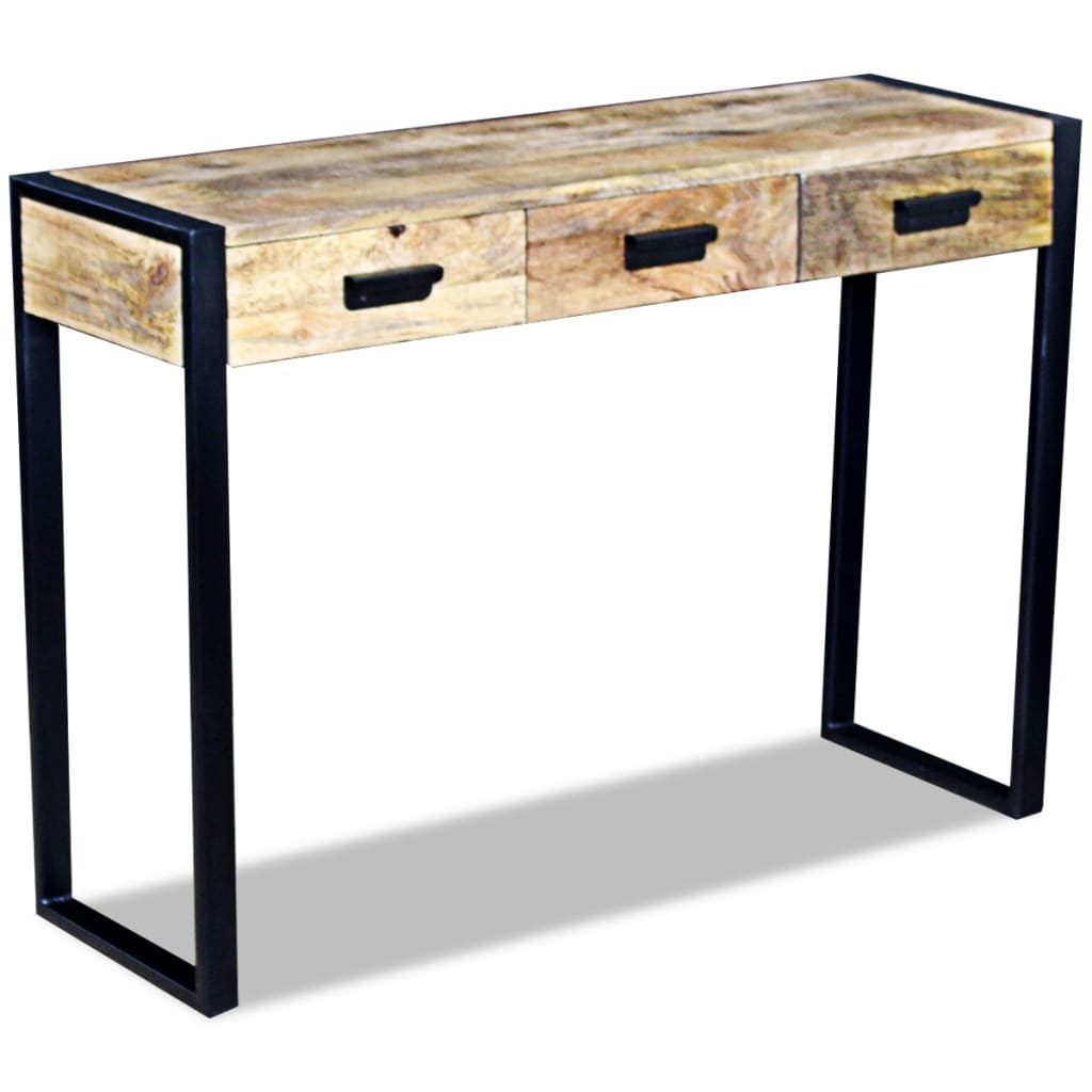 Mesa Consola Con 3 Cajones Madera Maciza De Mango 110x35x78 Cm_2