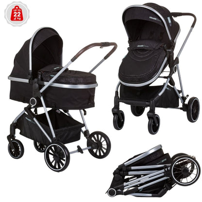 Carrito De Bebé Duo Convertible Aura Hasta 22 Kg Obsidian Silver_0