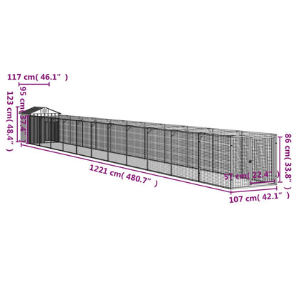 Vidaxl Caseta Perros Con Tejado Acero Galvanizado Gris 117x1221x123 Cm_2