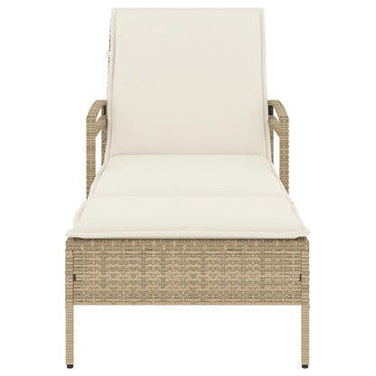 Tumbona Con Cojín Ratán Sintético Beige 63x200x81 Cm / Vetonek_3