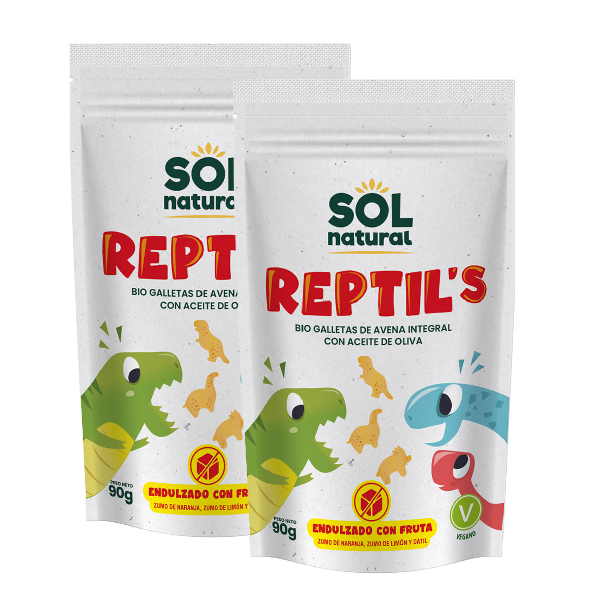 Embalagem de 2 Bolachas Infantis de Aveia e Fruta Biológicas Sol Natural, 90 g