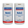 Embalagem 2x NAC (N-Acetil Cisteína) Lamberts 300 mg, 90 cápsulas