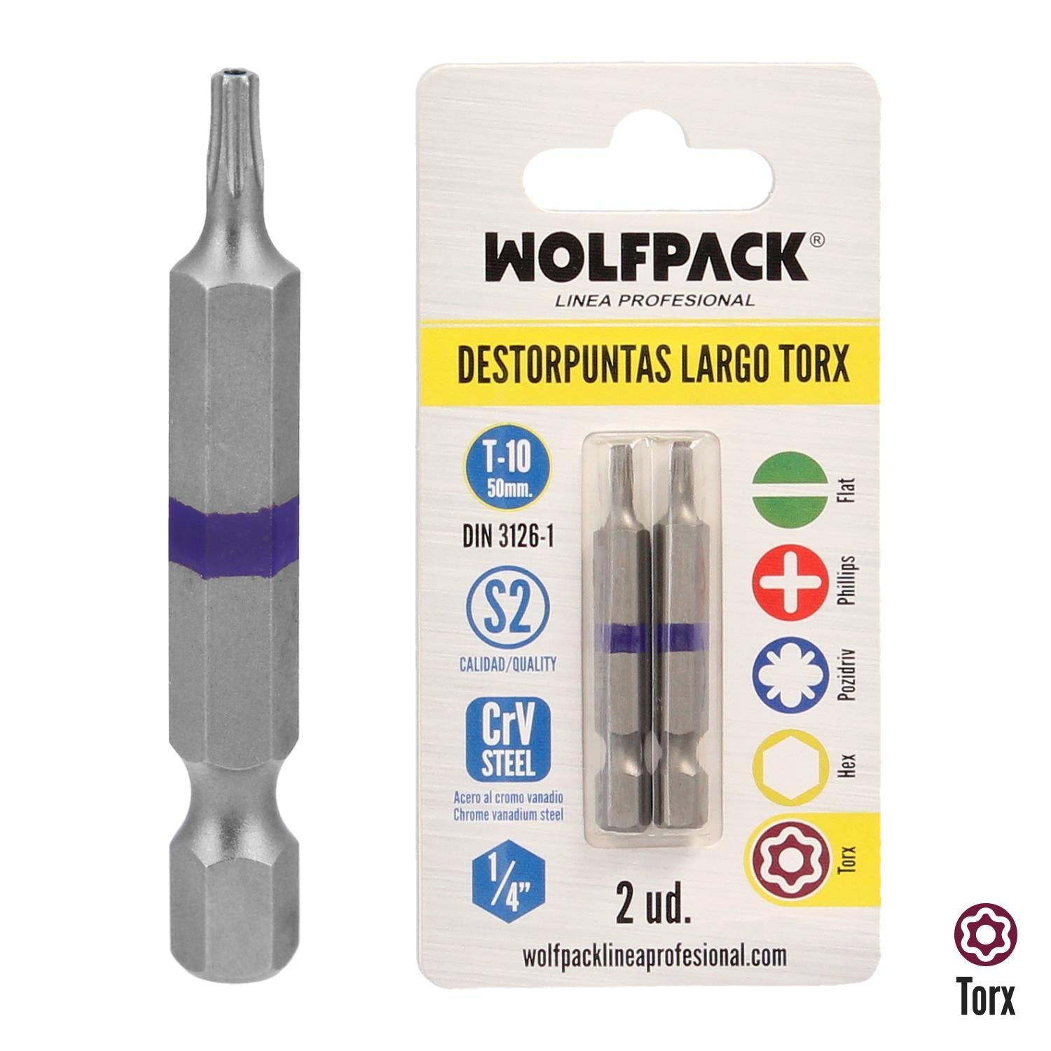 Puntas Largas Destornillador Torx T10 (2 Piezas). Acero S2 Al Cromo Vanadio. Puntas Hexagonales, Destorpuntas,_0