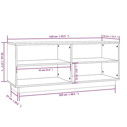 Armario Zapatero Madera Maciza De Pino Marrón Miel 110x34x45 Cm / Vetonek_1