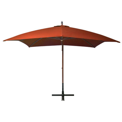 Vidaxl Sombrilla Jardín Colgante Con Palo Madera Abeto Terracota 3x3 M_1