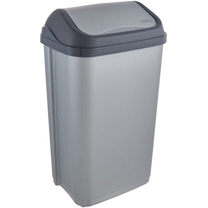 Cubo De Basura Con Tapa Basculante, 50 L, Swantje, Plateado_0